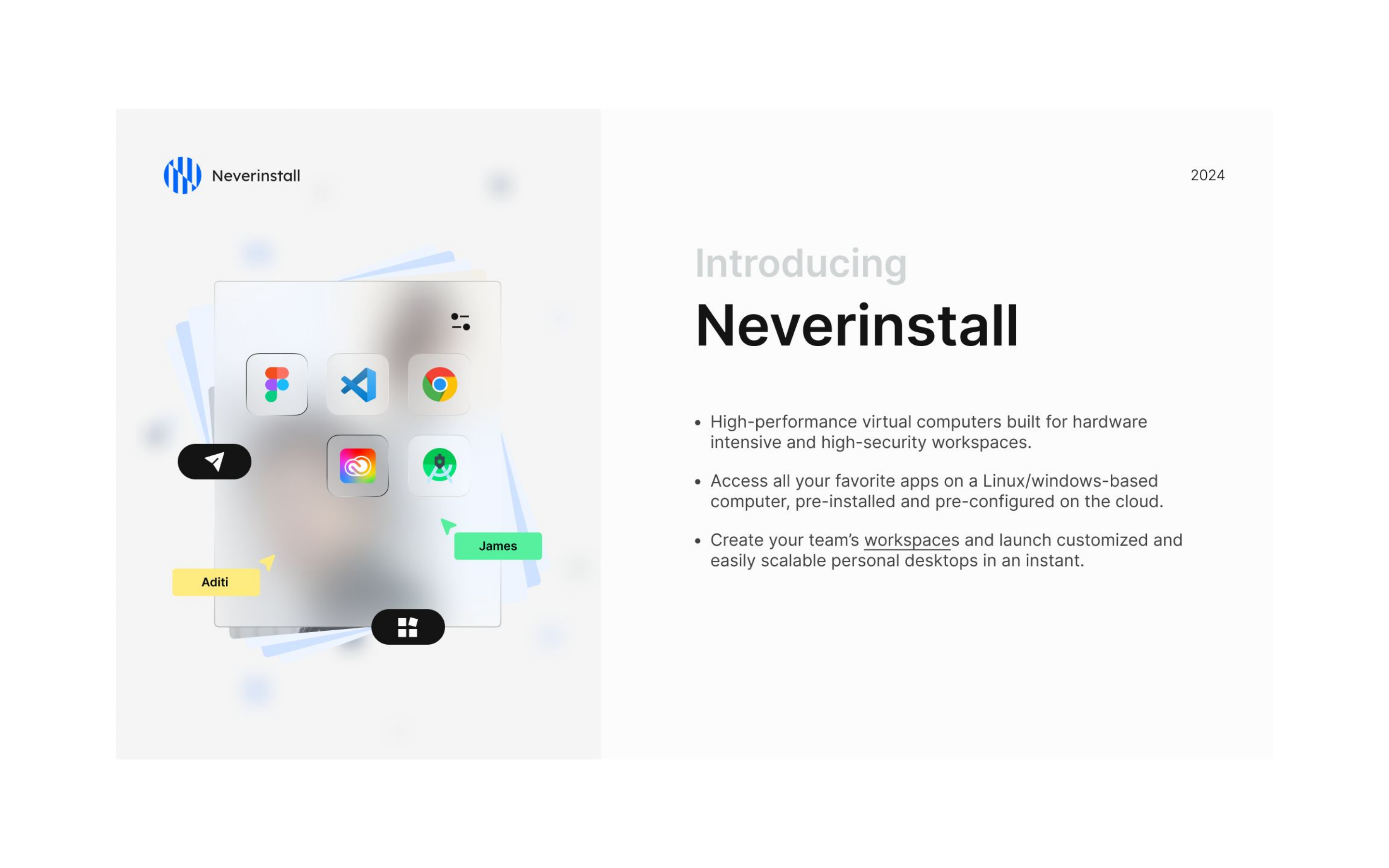 Neverinstall — Cloud-native VDI — applications launch in seconds, on any device.
