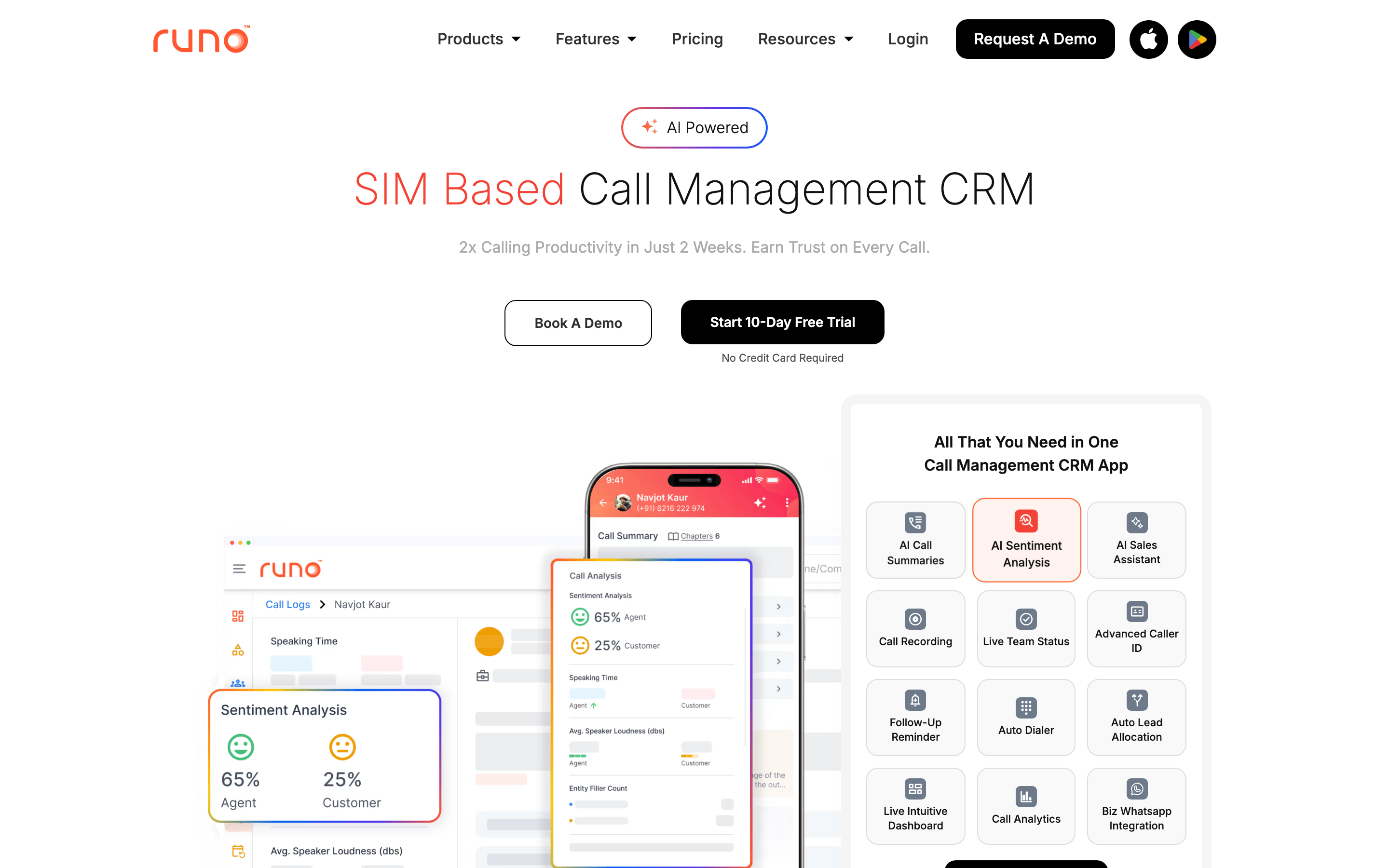 Runo — SIM-based mobile call CRM for outbound sales teams.